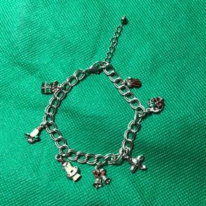 Small double link Christmas charm bracelet